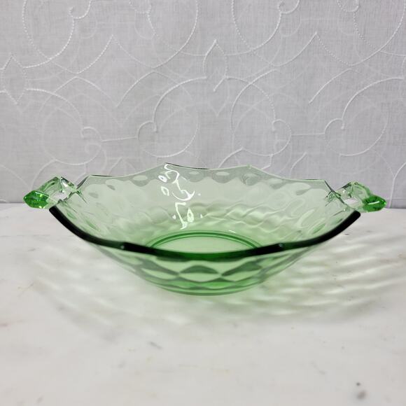 VTG Heisey Octagon Dish 7" Moonbeam Green Candy Bowl Green Trinket Vanity Handle - Picture 7 of 16